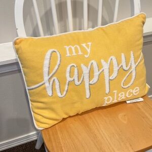 Yellow 'My Happy Place' Pillow
